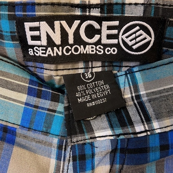 Enyce By Sean Combs Blue Plaid Cotton Shorts Size 36 - Picture 4 of 4
